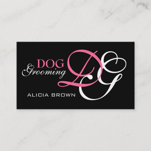 Elegant Dog Grooming Business Card Monogram
