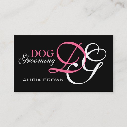Customizable Elegant Dog Grooming Business Card Monogram