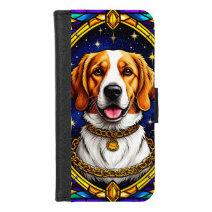 Elegant Dog in Artistic Stained Glass Art iPhone 8/7 Wallet Case