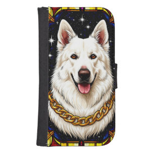 Elegant Dog in Artistic Stained Glass Art Galaxy S4 Wallet Case
