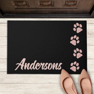 Elegant Dog Lover Personalized Monogram Paw Prints Doormat