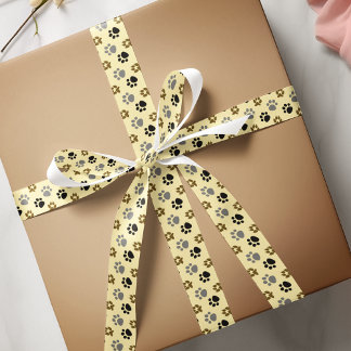 Elegant Dog pet paws cream Satin Ribbon