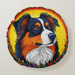 Elegant Dog Portrait Modern Pet Lover Home Décor Round Pillow