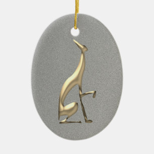 Elegant Dog Silhouette Gold and Silver Ceramic Ornament