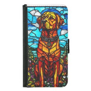 Elegant Dog Stained Glass Style Pet Lover Design Samsung Galaxy S5 Wallet Case