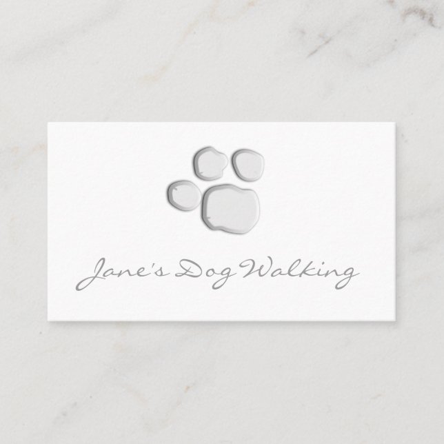 Elegant Dog Walking Paw Print Business Card (Front)