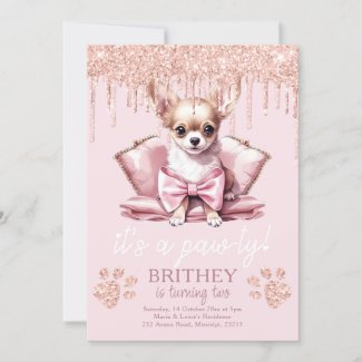 Elegant Dog with Glitter Birthday