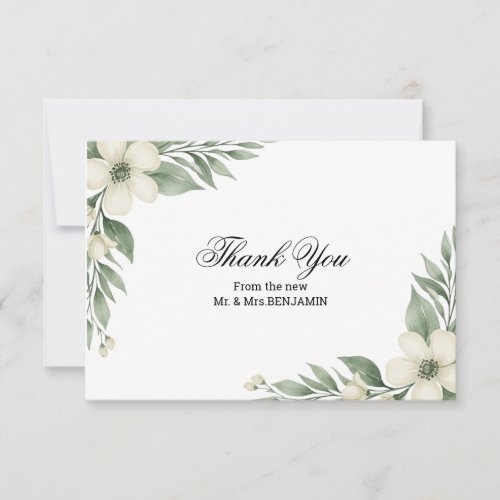 Elegant Dogwood Blossom Watercolor Thank You Card