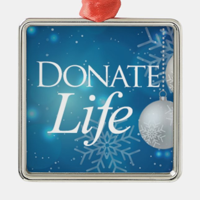 Elegant Donate Life Christmas Metal Ornament (Front)