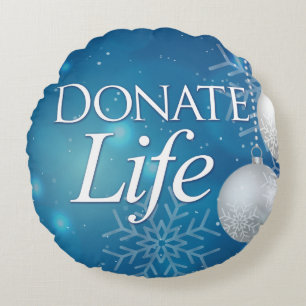 Elegant Donate Life Christmas Round Pillow