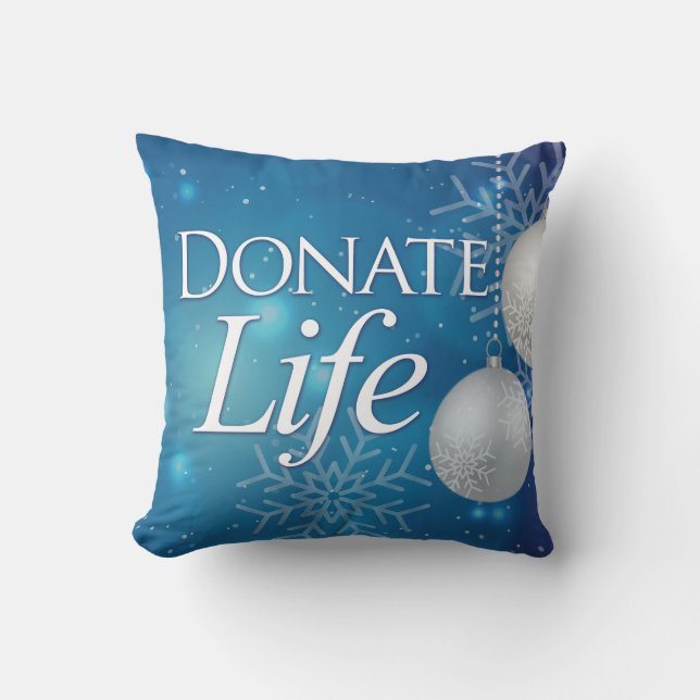Elegant Donate Life Christmas Throw Pillow (Front)