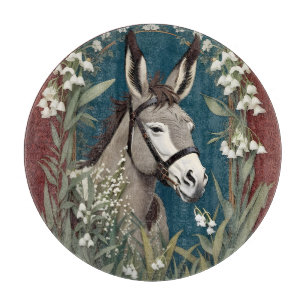 Elegant Donkey and Lily of The Valley Flowers Cutting Board