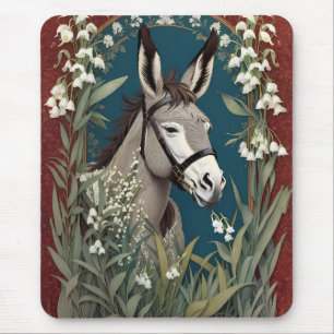 Elegant Donkey and Lily of The Valley Flowers Mouse Pad