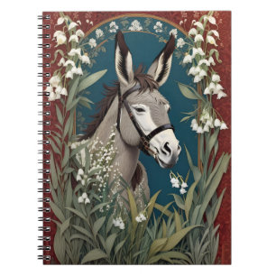 Elegant Donkey and Lily of The Valley Flowers Notebook