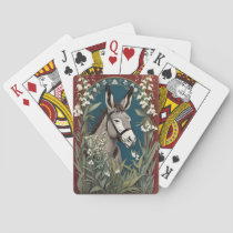 Elegant Donkey and Lily of The Valley Flowers Poker Cards