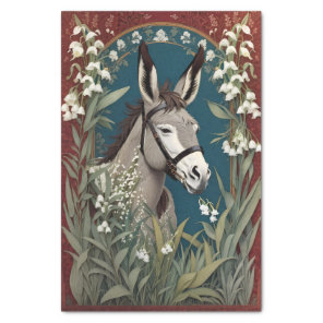 Elegant Donkey and Lily of The Valley Flowers Tissue Paper