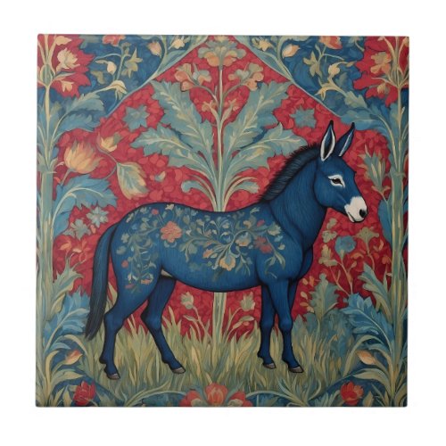 Elegant Donkey William Morris Inspired Patterned Ceramic Tile