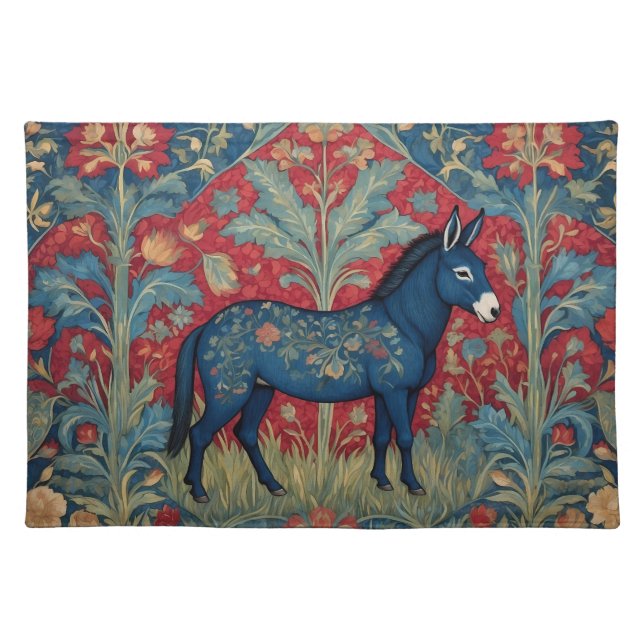 Elegant Donkey William Morris Inspired Patterned Cloth Placemat (Front)
