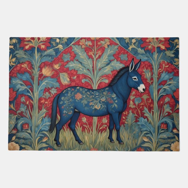 Elegant Donkey William Morris Inspired Patterned Doormat (Front)