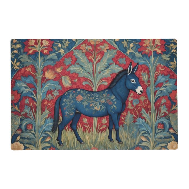 Elegant Donkey William Morris Inspired Patterned Placemat (Front)