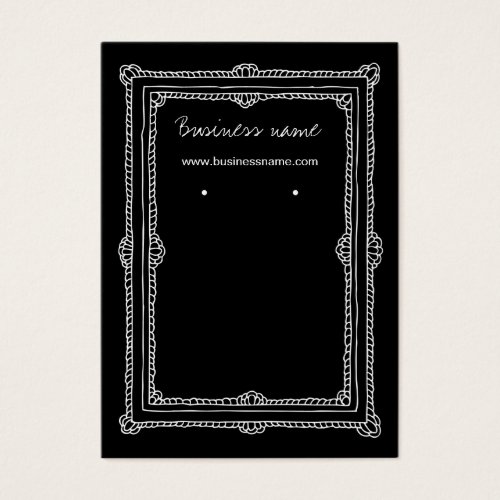 Elegant Doodle Dark Frame Background Earring Cards Business Card Template
