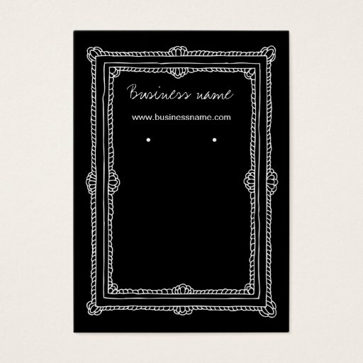 Customizable Elegant Doodle Dark Frame Background Earring Cards Business Card Template