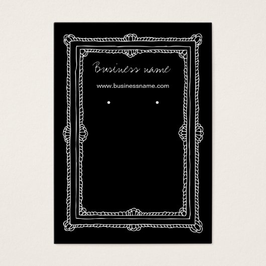 Elegant Doodle Dark Frame Background Earring Cards (Front)