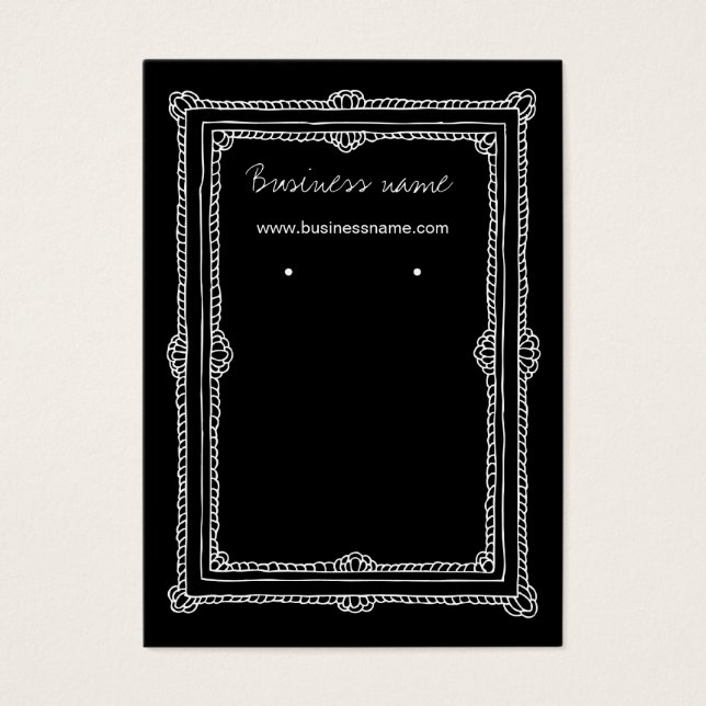 Elegant Doodle Dark Frame Background Earring Cards (Front)