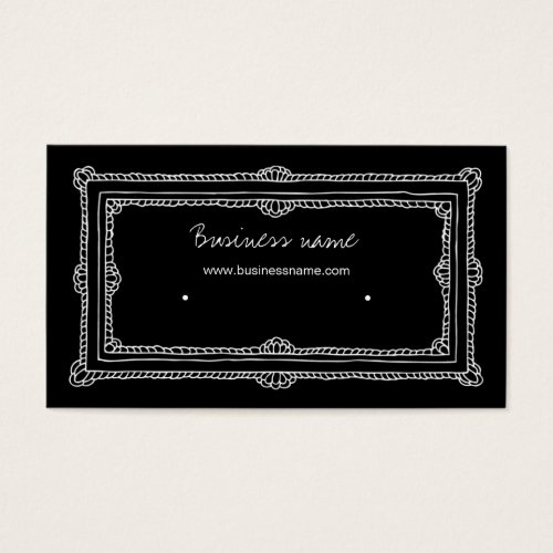 Elegant Doodle Frame Black Earring Holder Business Card