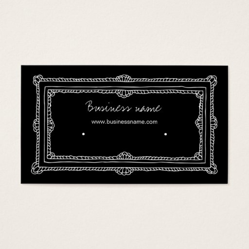 Customizable Elegant Doodle Frame Black Earring Holder Business Card