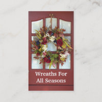 Elegant Door Wreath Custom Florist Business Card