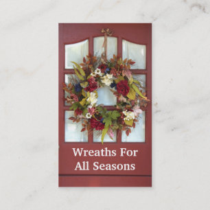 Elegant Door Wreath Custom Florist Business Card