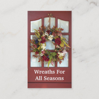 Elegant Door Wreath Custom Florist Business Card