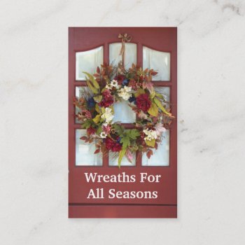 Elegant Door Wreath Custom Florist Business Card by DizzyDebbie at Zazzle