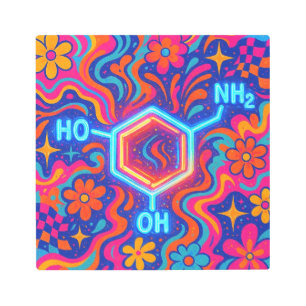 Elegant Dopamine Symbol for Science-Inspired Metal Print
