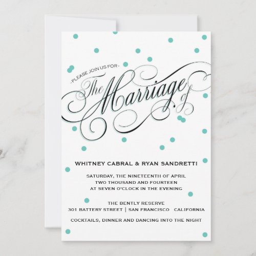 Elegant Dot Blue Wedding Invitation