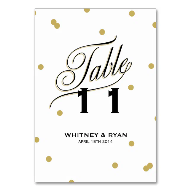 Elegant Dot Gold Table Cards Zazzle