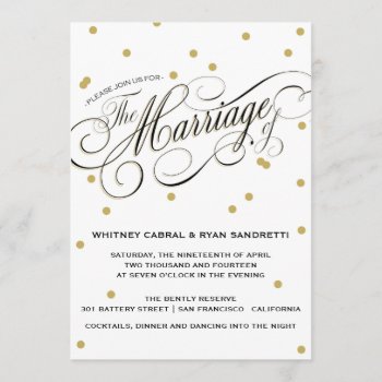 Elegant Dot Gold Wedding Invitation by envelopmentswedding at Zazzle