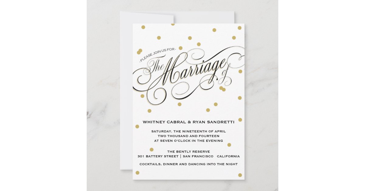 Elegant Dot Gold Wedding Invitation Zazzle