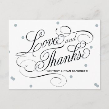Elegant Dot Silver Thank You Postcard by envelopmentswedding at Zazzle