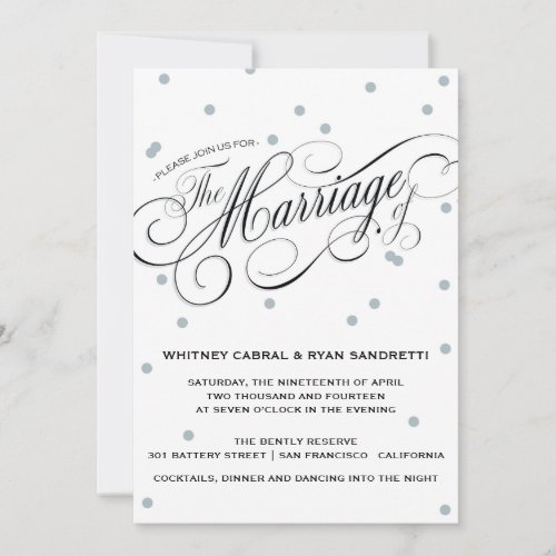 Elegant Dot Silver Wedding Invitation
