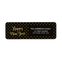 Elegant Dots Faux Gold Happy New Year Address Label