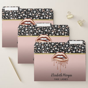 Elegant Dots,Rose Gold, Metallic Dripping Lips File Folder