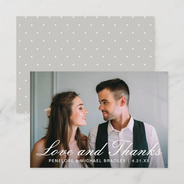 Elegant Dots Wedding Photo Thank You Card (Front/Back)