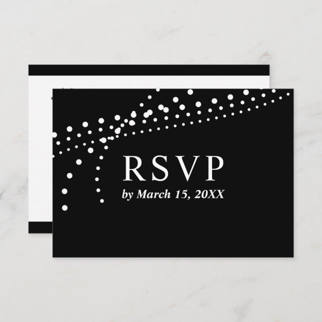 Elegant Dotted Black/White Response Card (Front/Back)