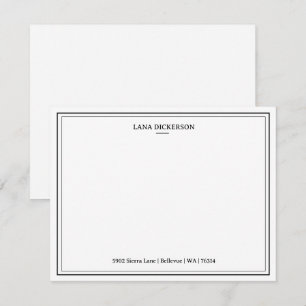 Elegant Double Border Personalized Stationery Flat Note Card