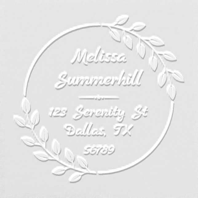 Elegant Double Botanical Wreath Return Address Embosser (Design)