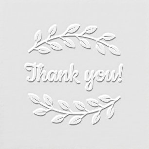 Elegant Double Botanical Wreath Thank You Embosser