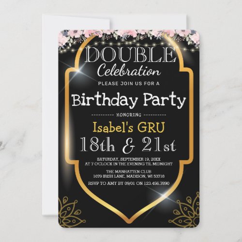 Elegant Double Celebration Birthday Party Invitati Invitation