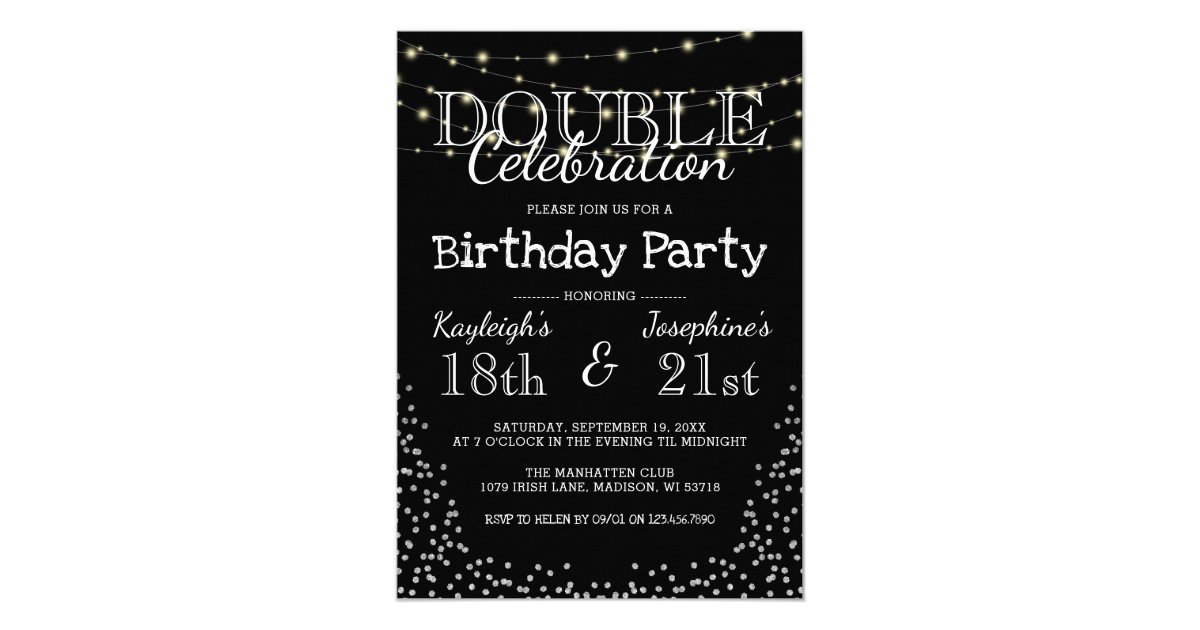 Elegant Double Celebration Birthday Party Invitation